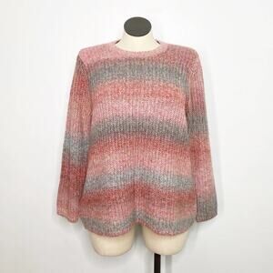 NWT J. Jill Gradient Sweater Pink Wool Chunky Knit Preppy Casual Work Size XLP